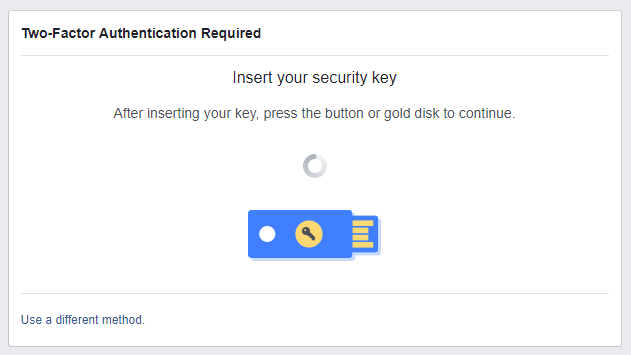 Using a USB Security Key on Facebook